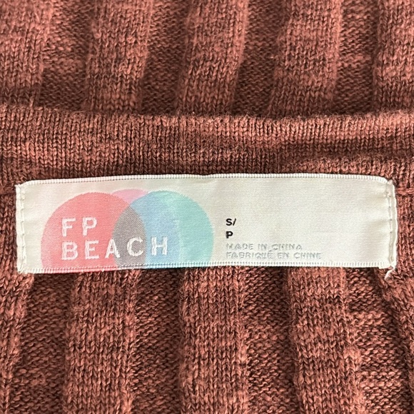 Free People Beach Veda Ribbed Sweater Vest in Brown Owl - Size Small - Picture 7 of 9